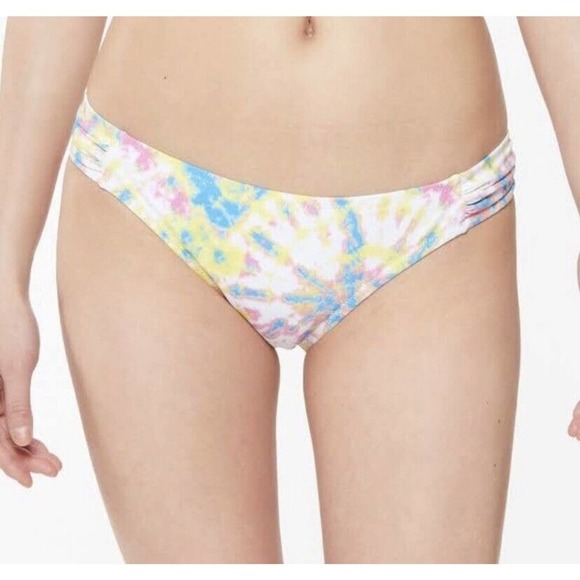 Jessica Simpson Spritz Multi Tie-Dyed Side-Shirred Bikini Swim Bottom M NWT - Picture 1 of 7
